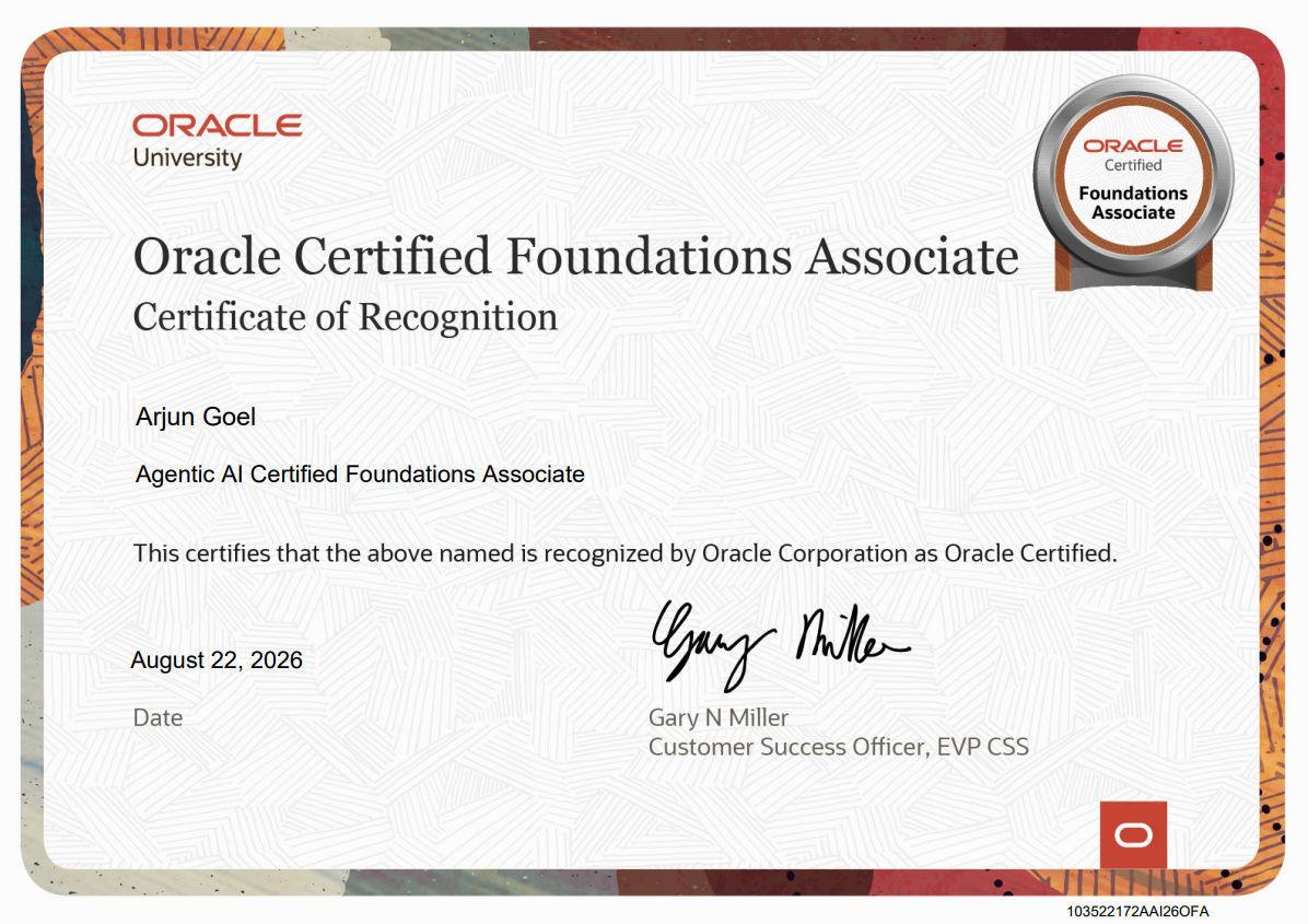 Oracle Agentic AI Foundational Associate Certificate
